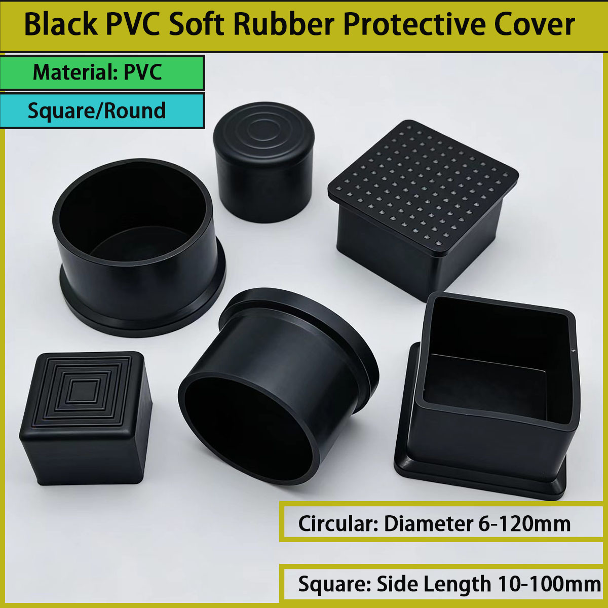 Used Furniture Hardware - Penutup pelindung karet PVC hitam berbentuk