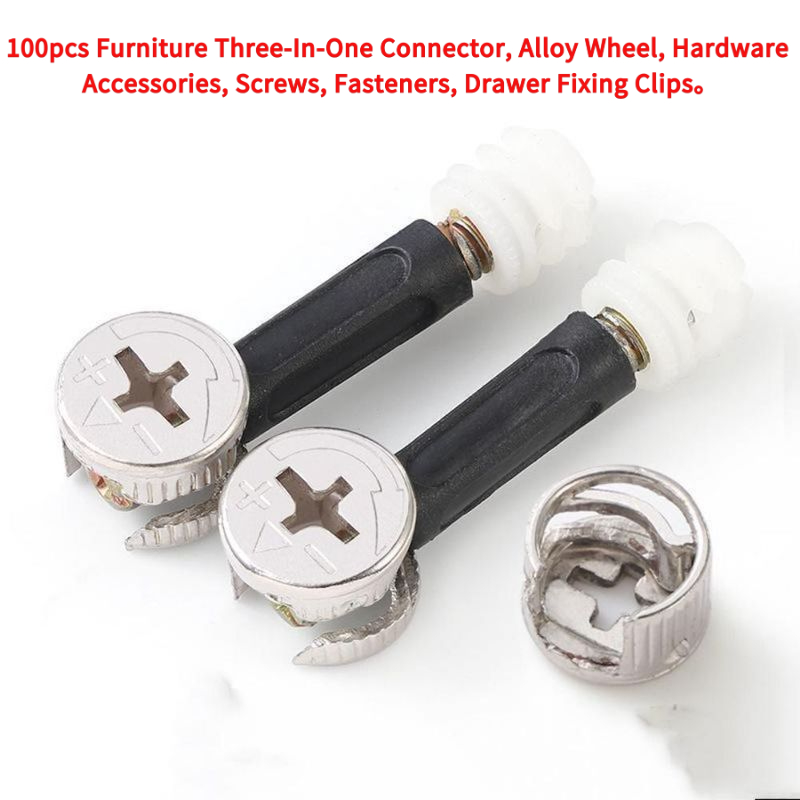 Furniture Hardware Fasteners - 100 Buah Konektor Tiga Dalam Satu